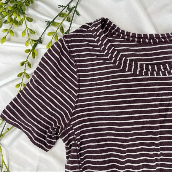 Lululemon Athletica Om Tee In West2east Stripe Heathered Bordeaux Drama Shirt - Picture 6 of 10